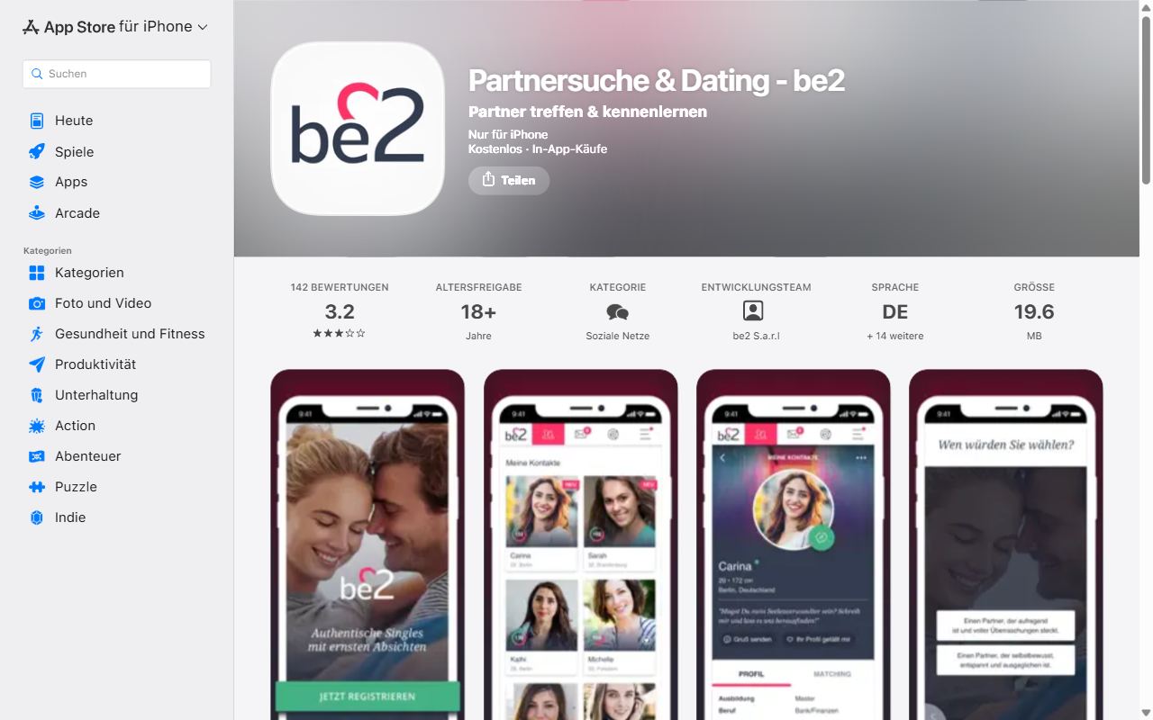 be2 App im App Store Schweiz